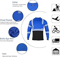 Vista 5 de FONIRRA Camisetas reflectantes de seguridad de alta visibilidad para hombres con manga larga, camisas de trabajo de construcción ANSI Clase 1