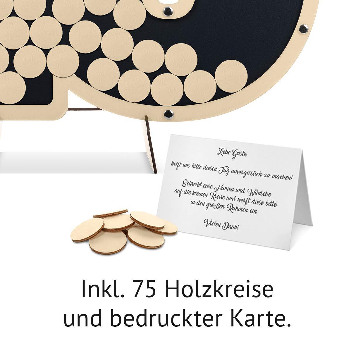 Geburtstag Gästebuch Alternative 53,5x32cm inkl. Standfuß und Holzkreise zum Einwerfen - 40 Jahre Anthrazit