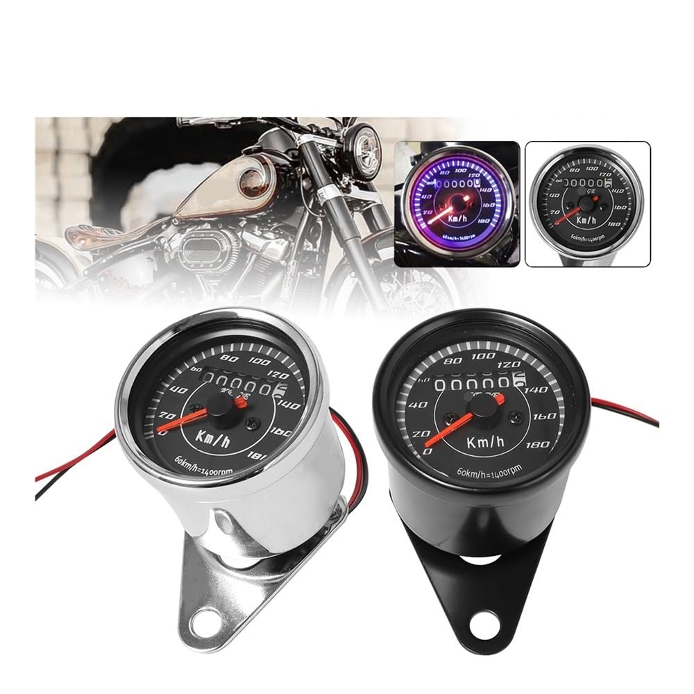 Contagiri contachilometri Tachimetro Universale Per Moto Nero/cromato LED Contachilometri Contachilometri Misuratore Miglio Per Per
