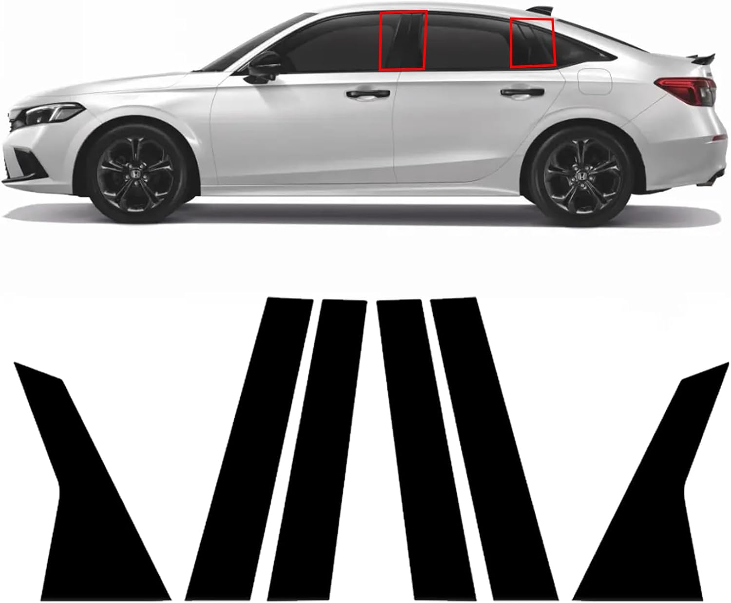 Car Door Window Pillar Trim Fit for Acura MDX 2007-2013 6Pcs, Scratch-Resistant, Mirror Glossy Black