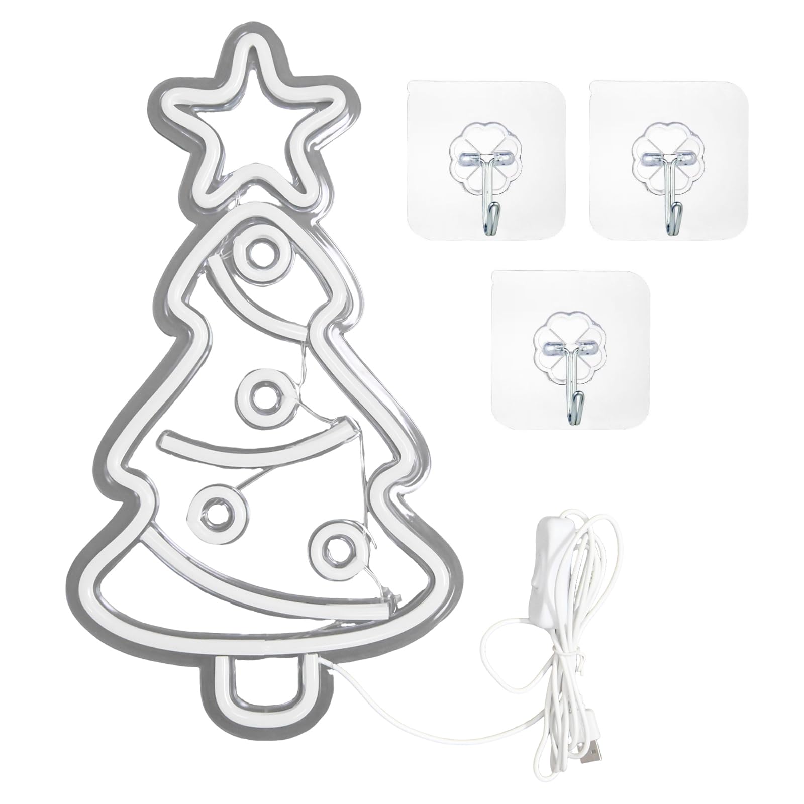 SEDEX Letrero de neón de Feliz Navidad, letrero LED de árbol de Navidad con alimentación USB para decoración de pared, fiesta de Navidad, bar, hogar, festival, decoración familiar para niños