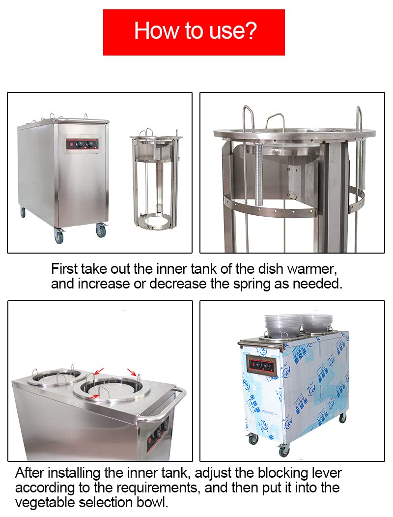 Réchauffeur de Vaisselle en Acier Inoxydable, tête Simple Dish Taru de Vaisselle Plaque Chauffage Équipement Commercial Restaurant Food Food Warmer Ensemble conteneur