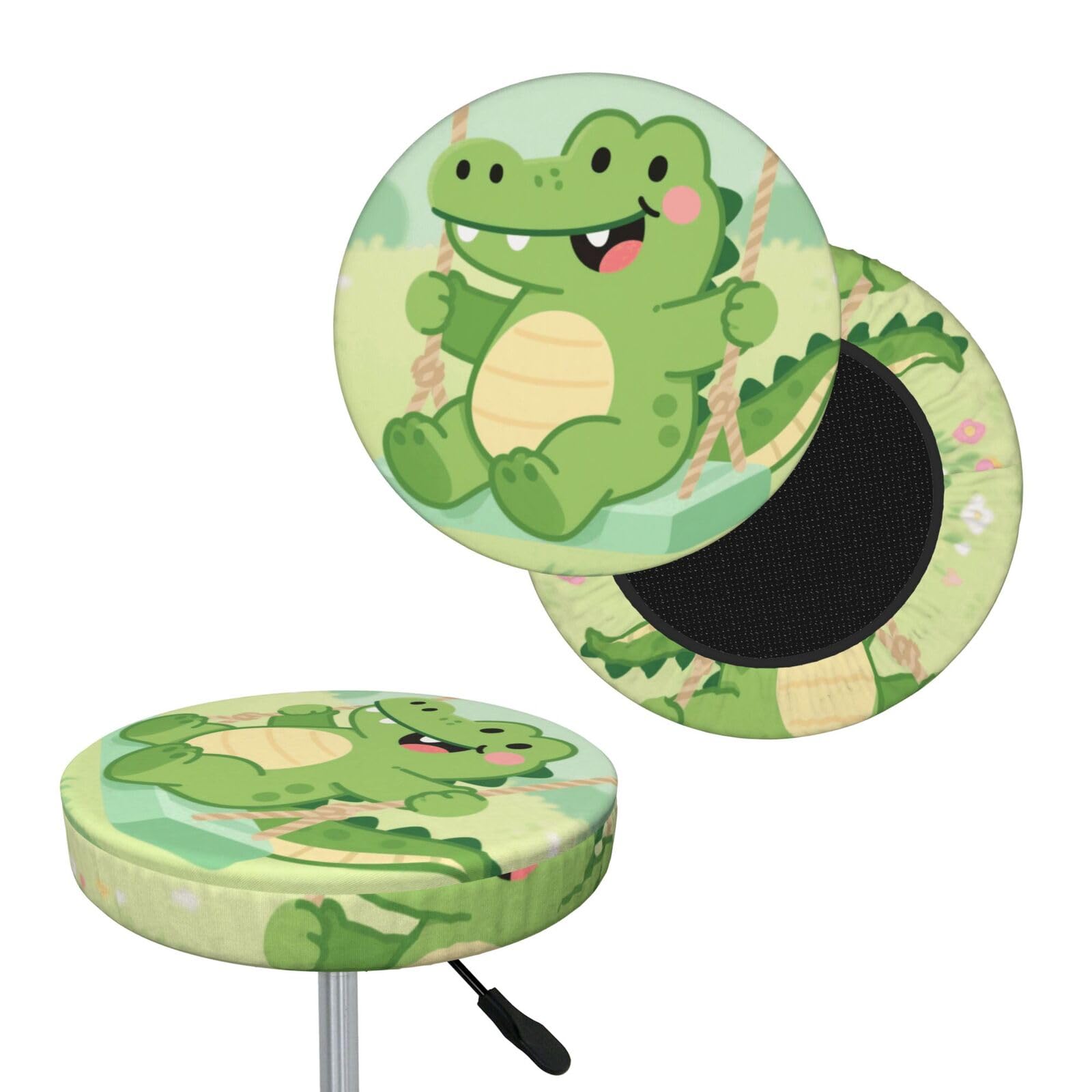 FekiLoot Alligator Round Bar Stool Covers Stretch Washable Bar Stool Covers Dustproof Slipcover Bar Chair Covers with Elastic Band for Bar Kitchen Living Room Decor 12 Inch
