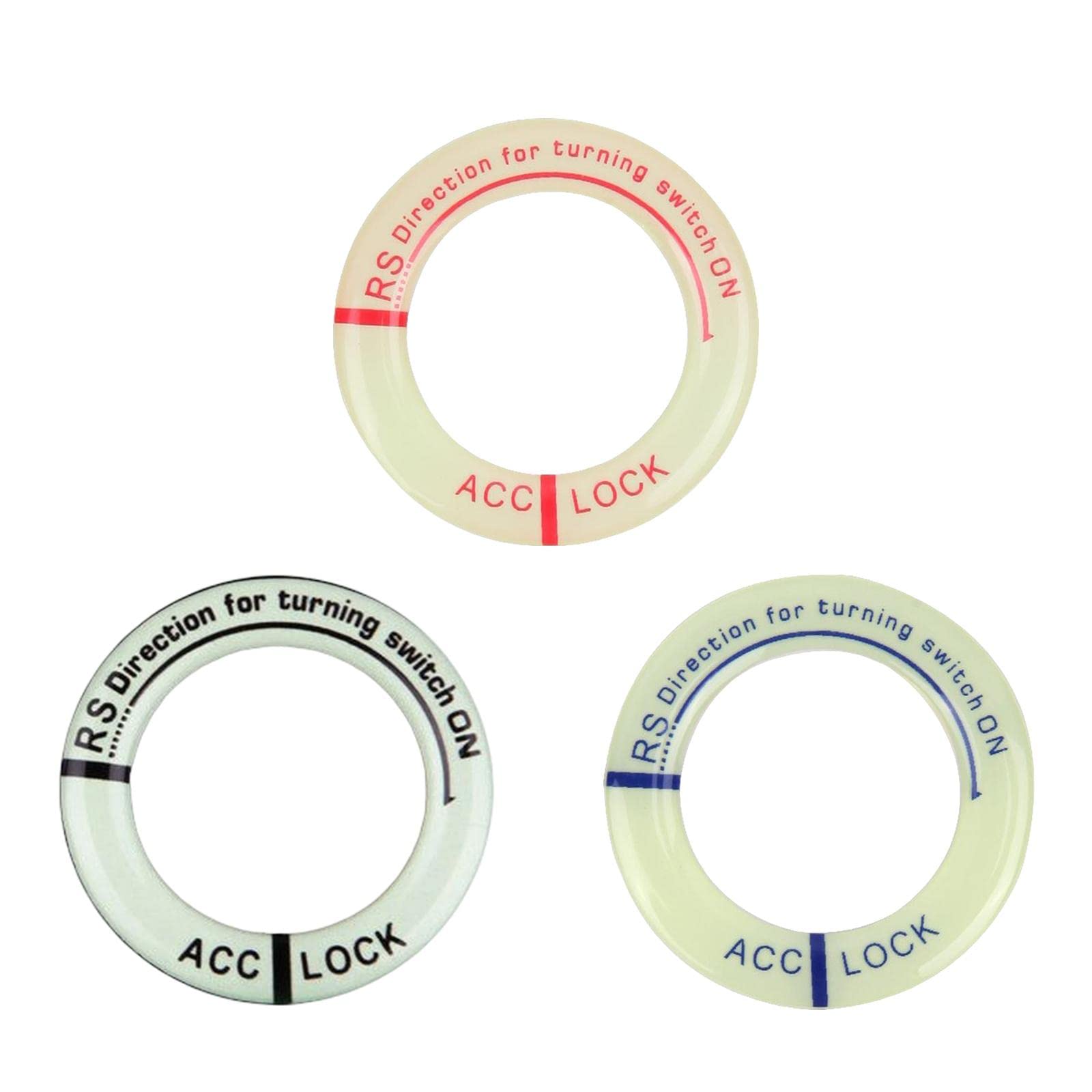 Merishopp Universal Ignition Switch Decoration Rings Glow in The Dark luminous Black-image-14