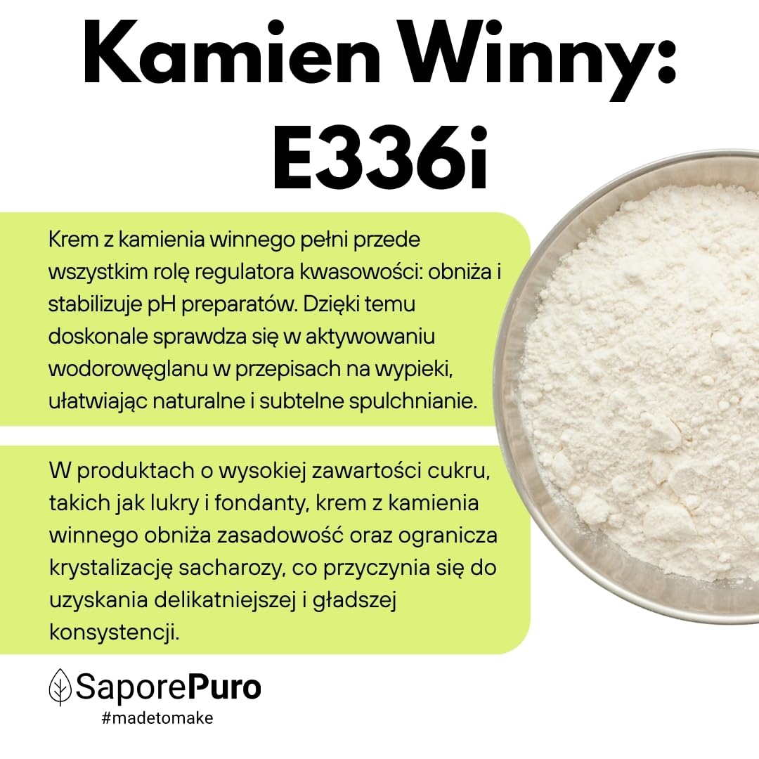Saporepuro Kamień winny 100 g - Cream of Tartaro - Naturalny proszek do pieczenia - bezglutenowe