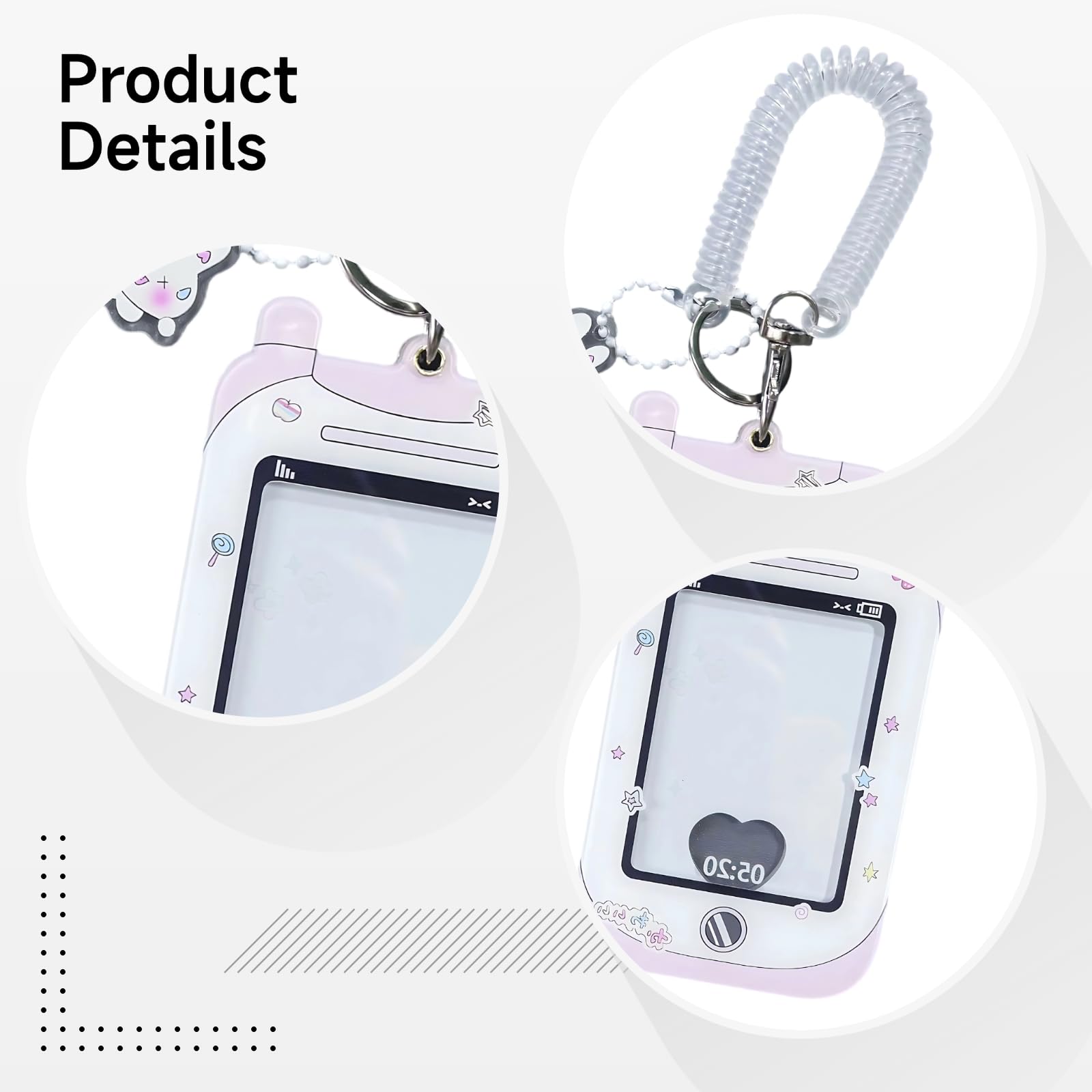 Generisch 8 STK. Photocard Holder Set im Y2K-Stil, süßer Acryl Foto Kartenhalter als Telefon und Kamera Design, Schlüsselanhänger mit Handgelenk Schlaufe, klare Schutzhüllen für kleine Karten