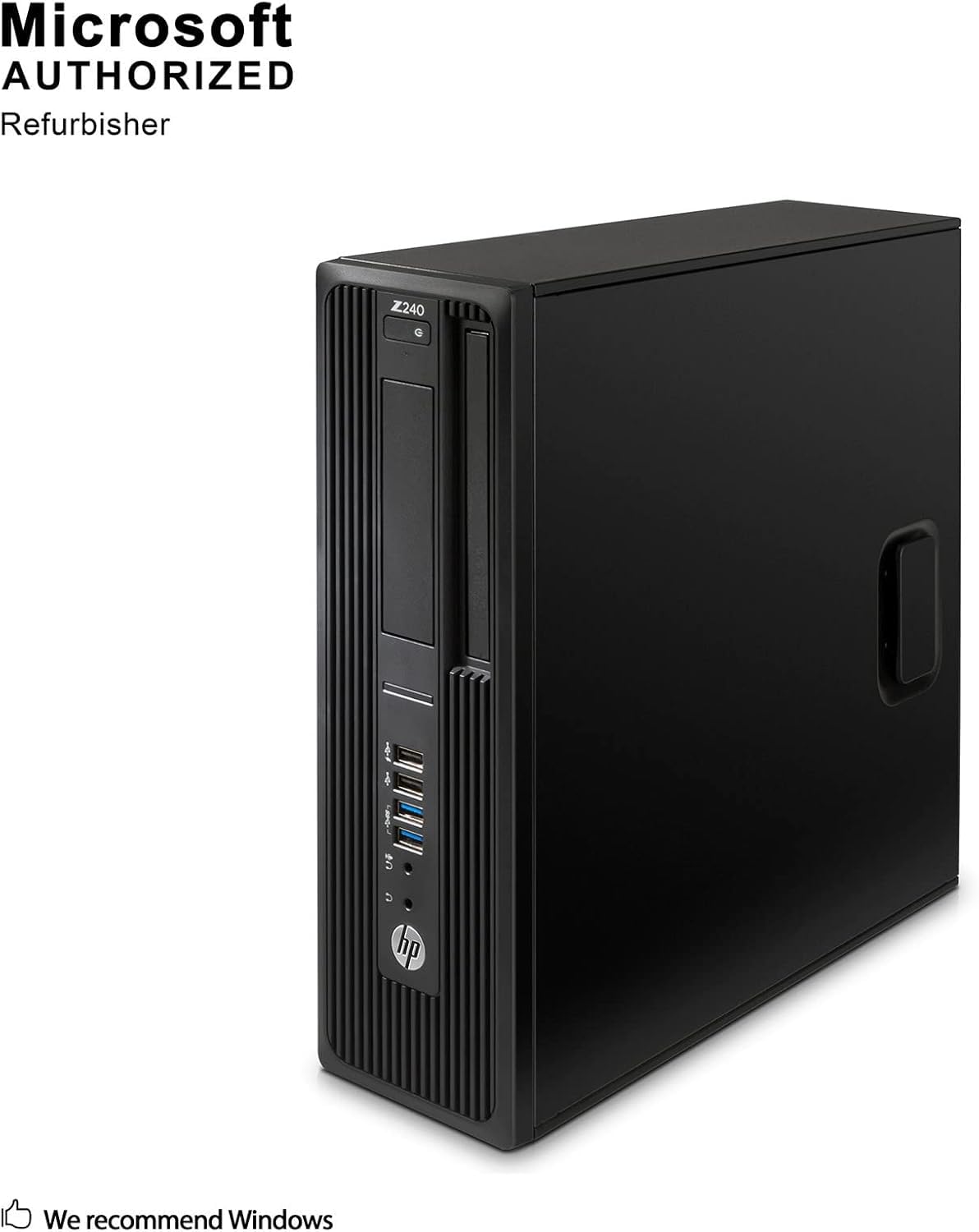 HP Z240 SFF Workstation Desktop PC, Intel Xeon E3-1230 v5, AMD Firepro W2100 2 GB, RAM 16 GB, SSD 512 GB, WiFi, Bluetooth, tastiera USA, Windows 11 Pro (ricondizionato)