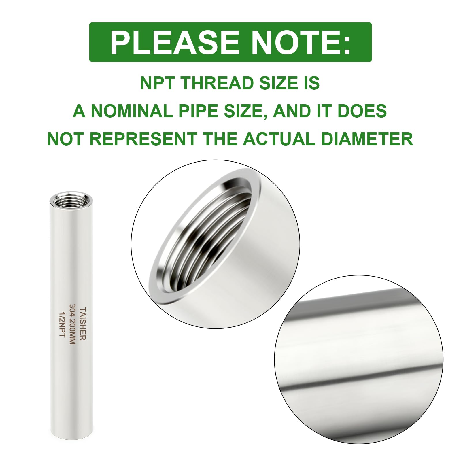 TAISHER 2PCS 304 Stainless Steel Pipe Fittings, 3/4" NPT - View #12