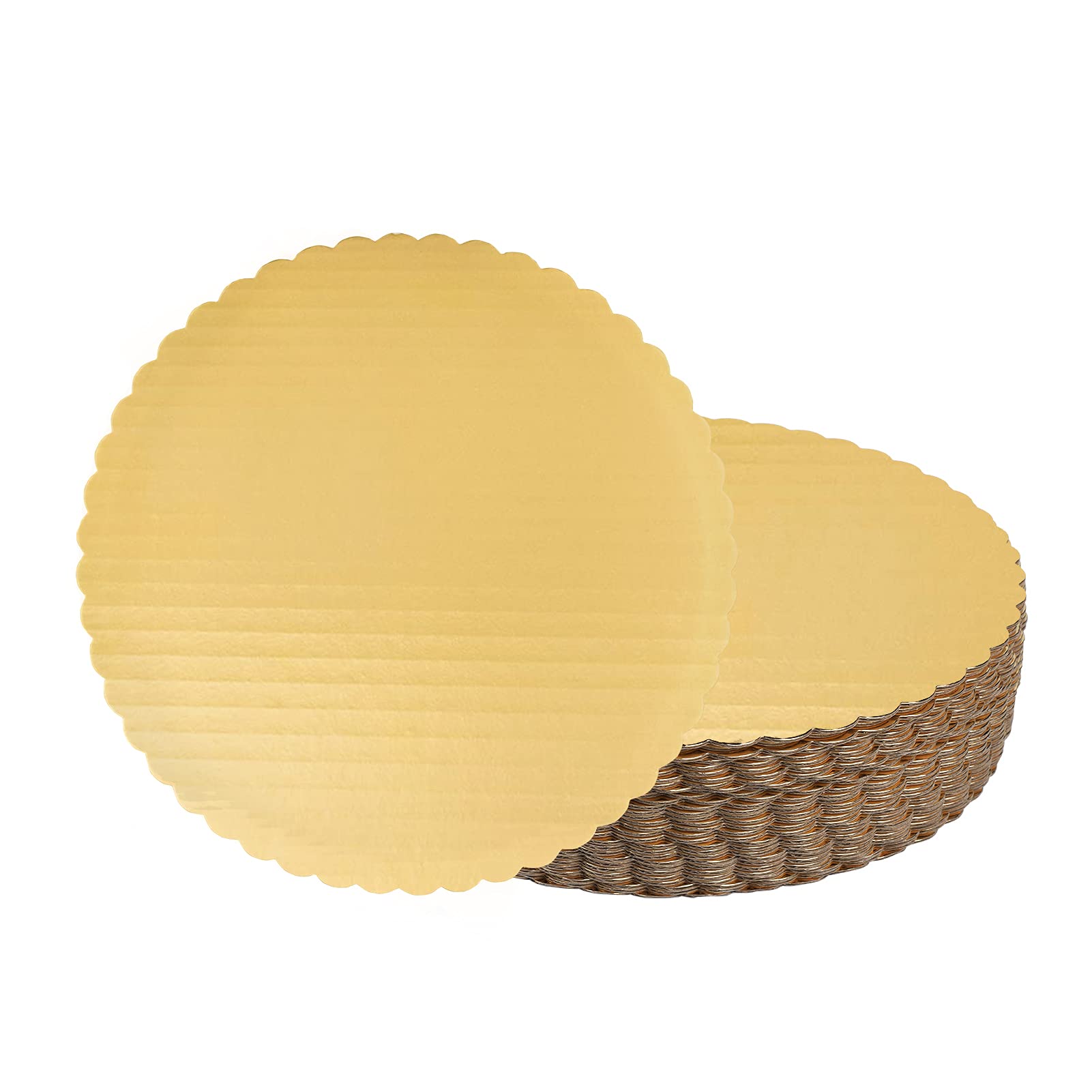 10 Inch Cake Boards Cake Base Cardboard Rounds Circles Gold Scalloped Cake Board(30 Pack)
