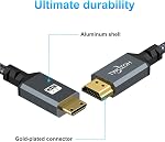 Twozoh Mini HDMI to HDMI Cable 1M, 4K 60Hz High-Speed HDMI to Mini HDMI Cable Braided Cord
