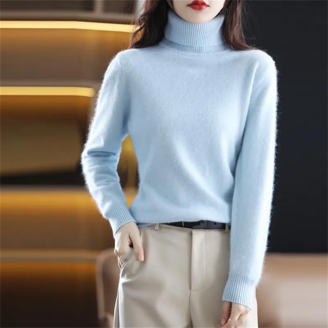 Maglione da donna autunno e inverno visone cashmere collo alto moda allentato caldo pullover lavorato a maglia