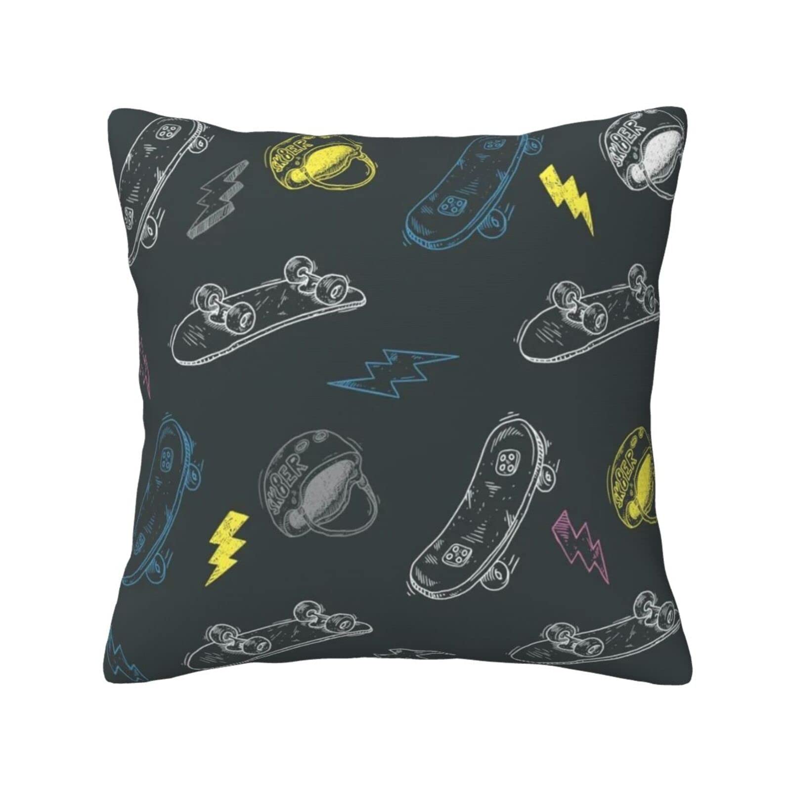 ESASAM Graffiti Skateboard Print Stylish Throw Pillow - Double-Sided Printed Design, 100% Polyester Material