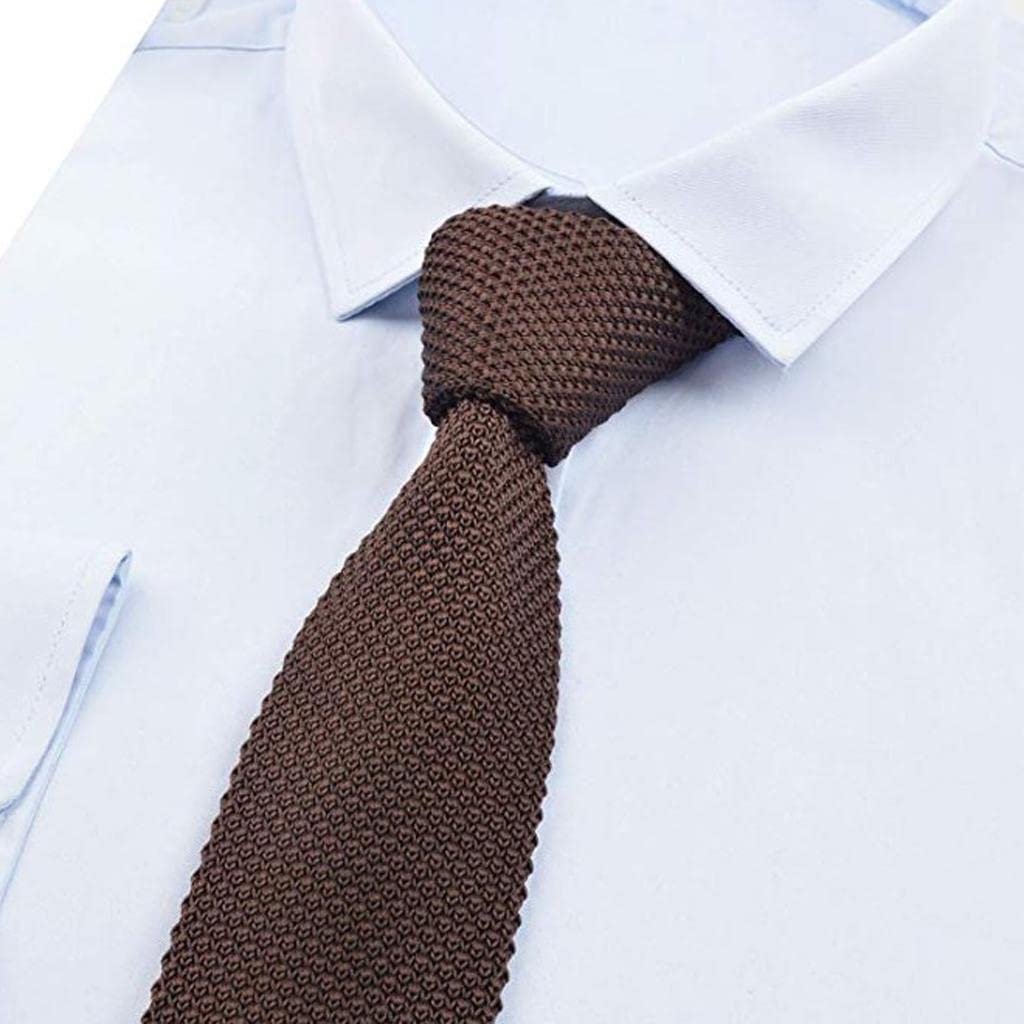Snappsy Men's Fashion Knitted Solid Necktie Casual NSkinny Woven Tie Brown|Clothing Shoes & Accessories | Mens Accessories |Ties|1 Piece of Men's Necktie-image-30
