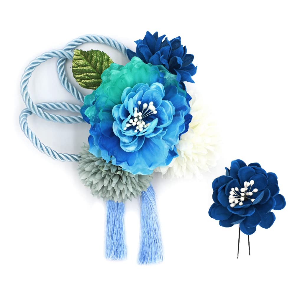 Amazon | 髪飾り 成人式 振袖 前撮り 袴 2点セット 花 青 水色