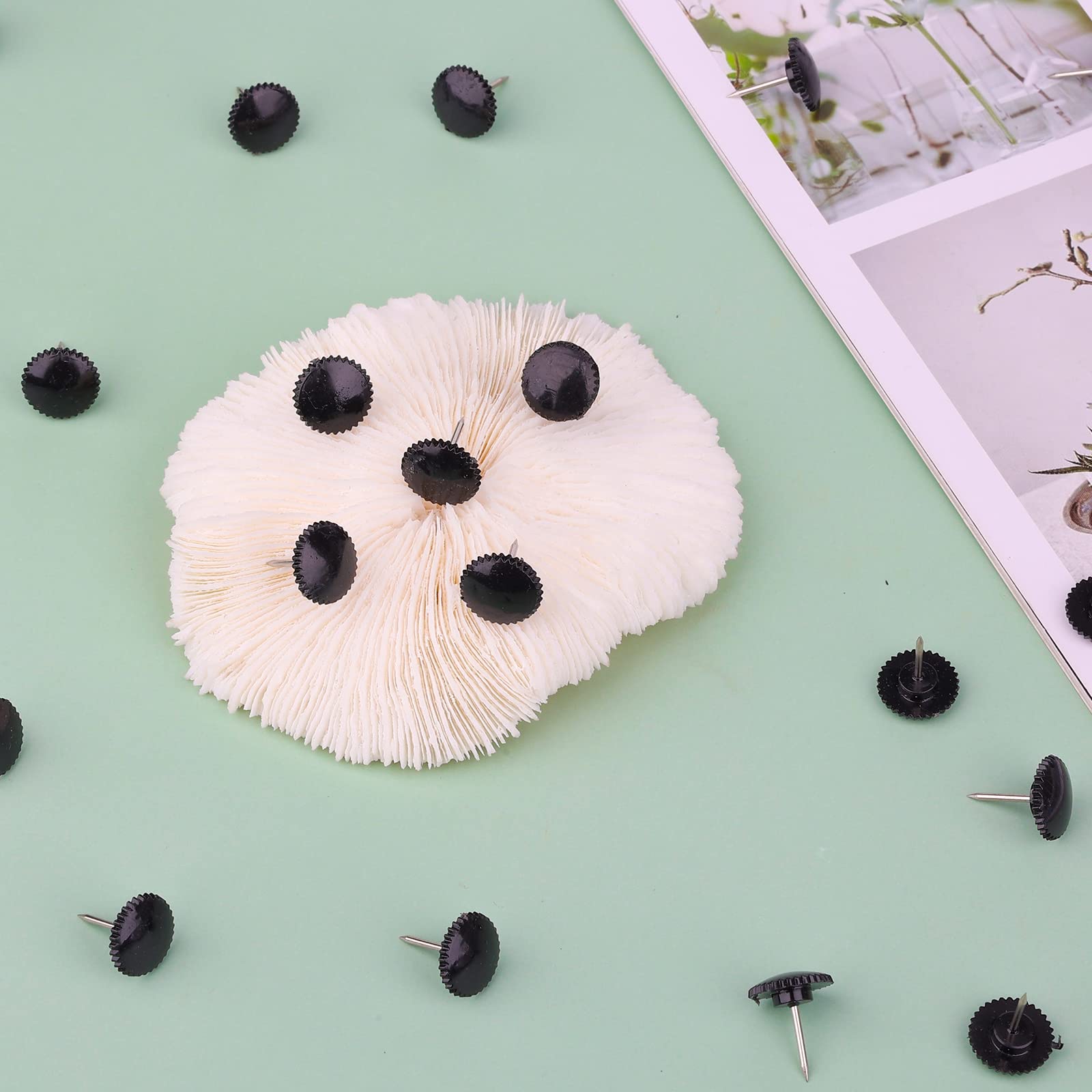 100 Puntine Da Disegno Per Lavagna In Sughero - Nero 15mm Per Poster E Foto - Foto 12