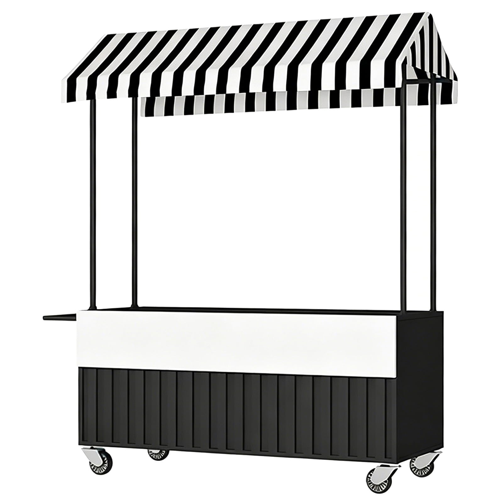 Lxrhlikg Black Food Vendor Cart, Farmers Market Stand, Iron, With Canopy, Lockable Wheels, Handrail, For Market, Street Food & Events(Black)