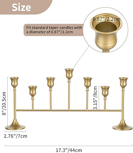 Miniatura 4 de NUPTIO Candelabros dorados para mesa candelabro vintage para velas cónicas, soporte largo para velas de Navidad, cumpleaños, chimenea, centro de mesa