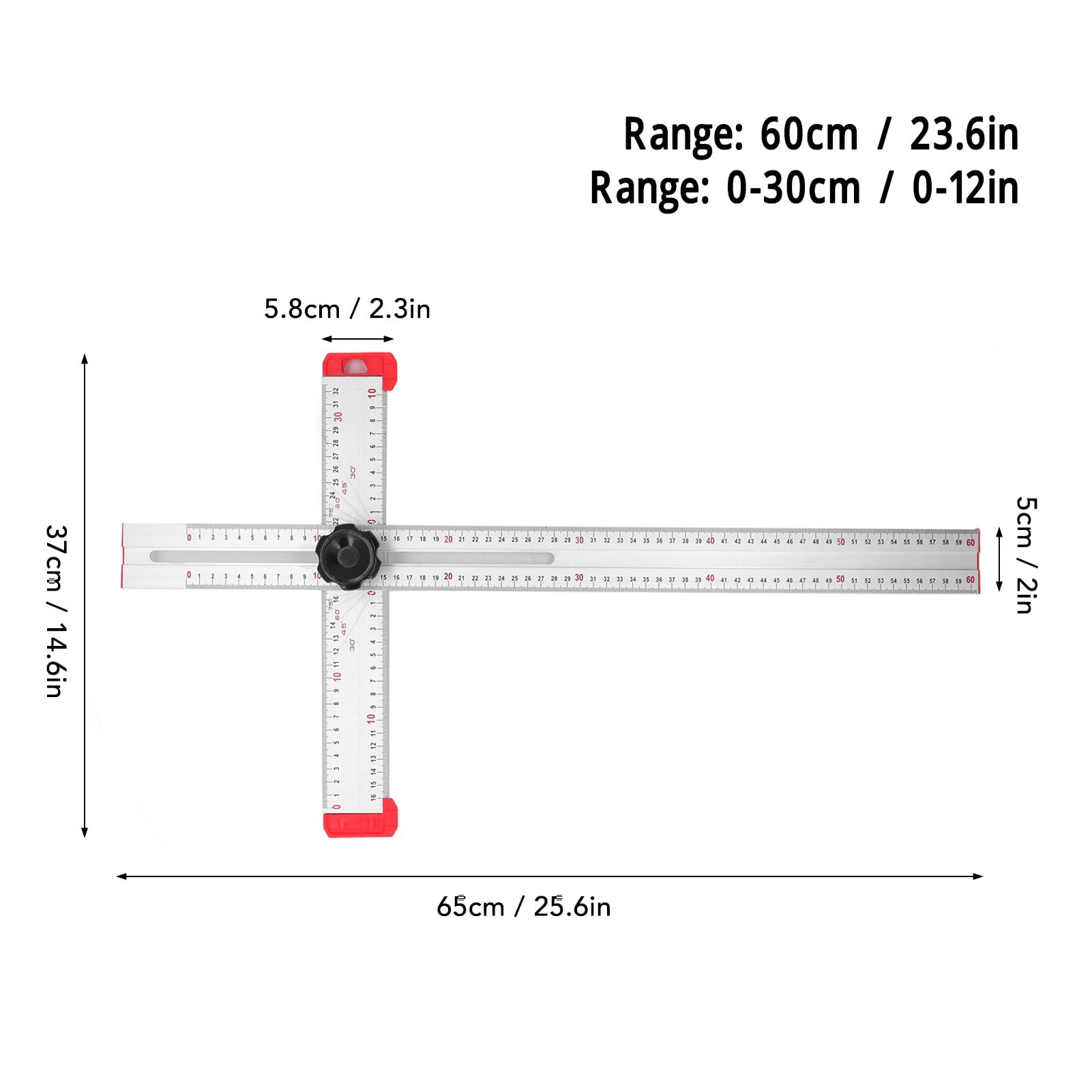 Generic Righello Combinato da 12 Pollici Goniometro in Acciaio Inossidabile e Alluminio con Scale in Pollici/mm per la Lavorazione del Legno Lavorazione dei Metalli Misurazione dell'angolo Marcatura