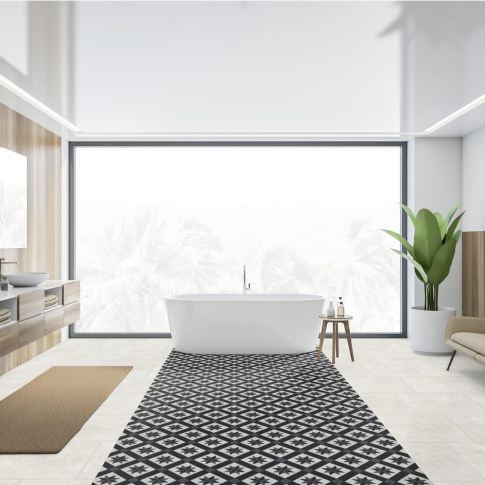 Dalle plombante sol PVC avec sous-couche effet carreau ciment cordoba black
