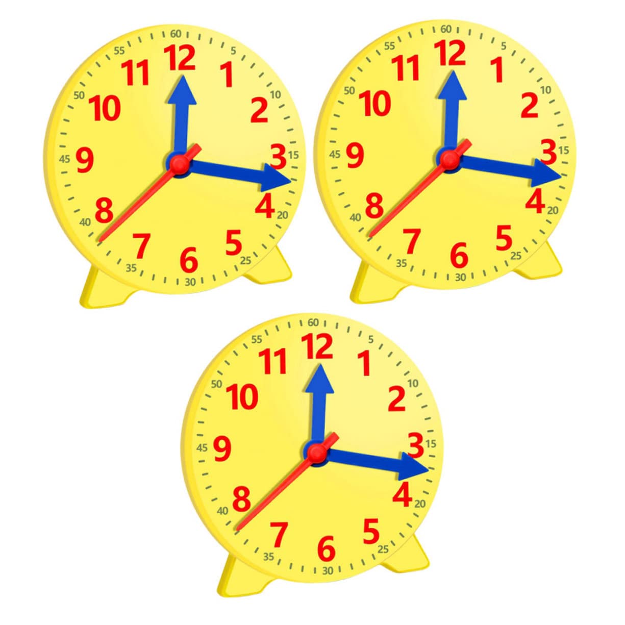 FOYTOKI Boys and Girls Learning Time Clock 3pcs Clock Models Time Teaching Toys Random Color