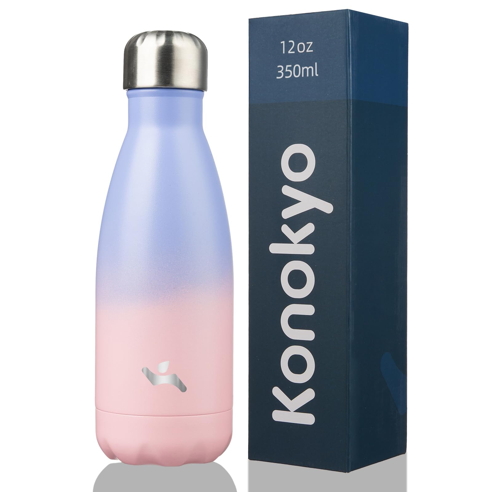 Konokyo Insulated Water Bottles,12 oz Double Wall Stainless Steel Vacumm Metal Flask for Sports Travel,Pastel Sunset