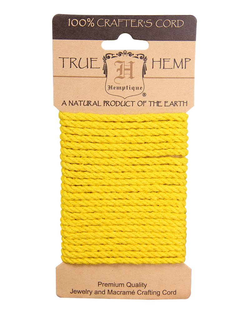 Cuerda de cáñamo natural de 4mm en paquete de 3 metros de color amarillo