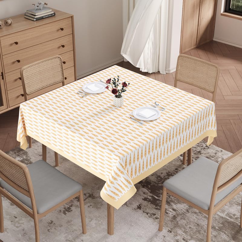 Texstylers 100% Cotton 2 Seater Coffee Table 40 x 40 Inch Gold Booti Print Square Table Cloth-image-17