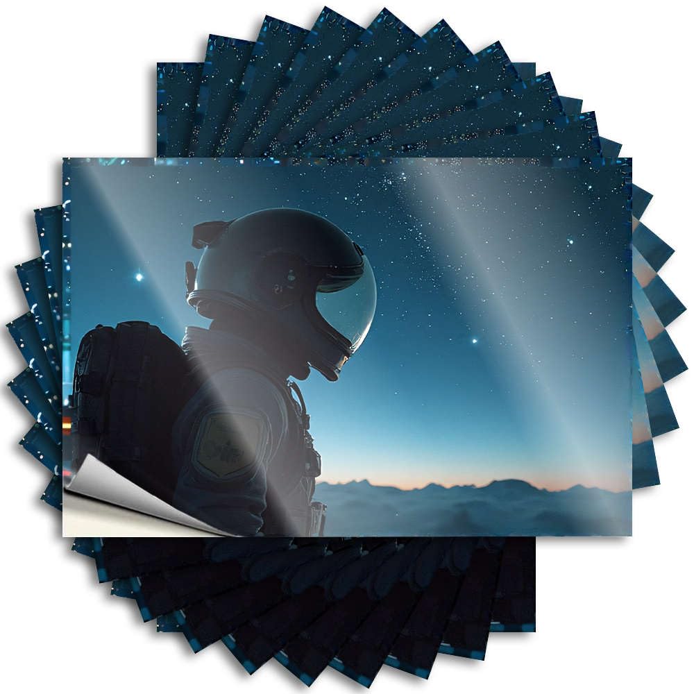 Bathroom Stuff Tall Stickers - Astronaut Gazing At Starry Sky. Removable Decal Case Easy Peel for Gamers(8X12CM)