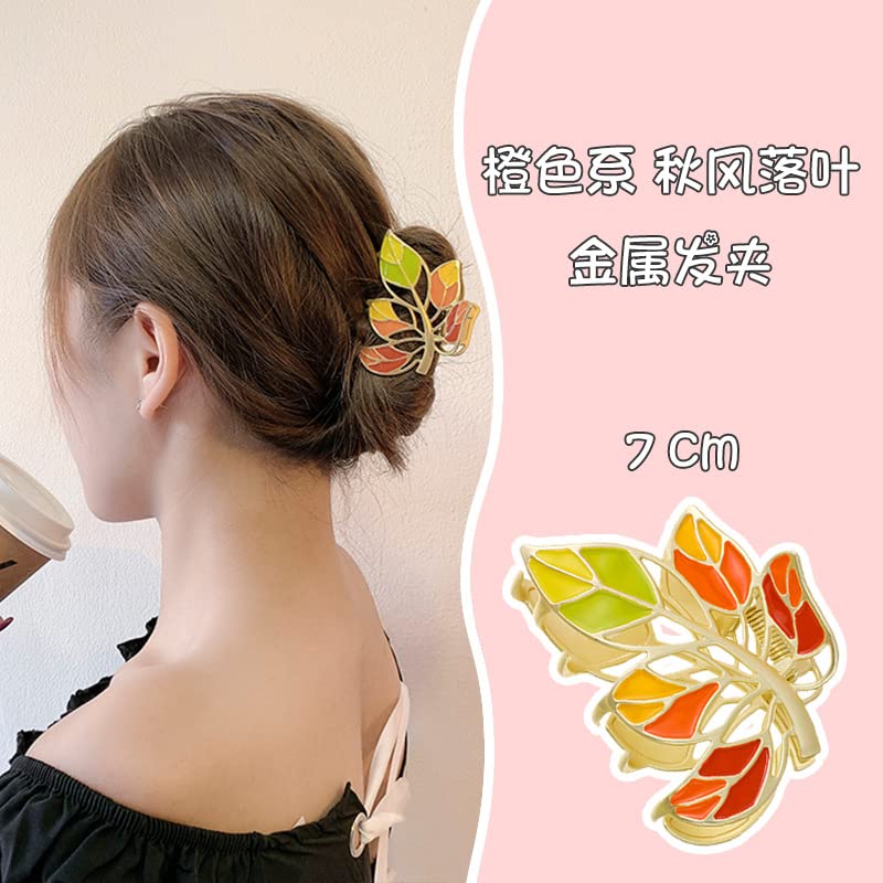 Miniatura 7 de Pinzas para el cabello de metal gris y morado con hojas de flores, pinzas para el cabello grandes, antideslizantes, no se rompen, pinzas de sujeción