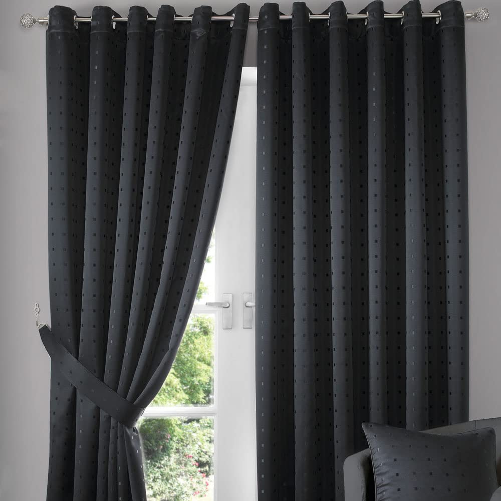 Madison Eyelet Curtains Black 66x54