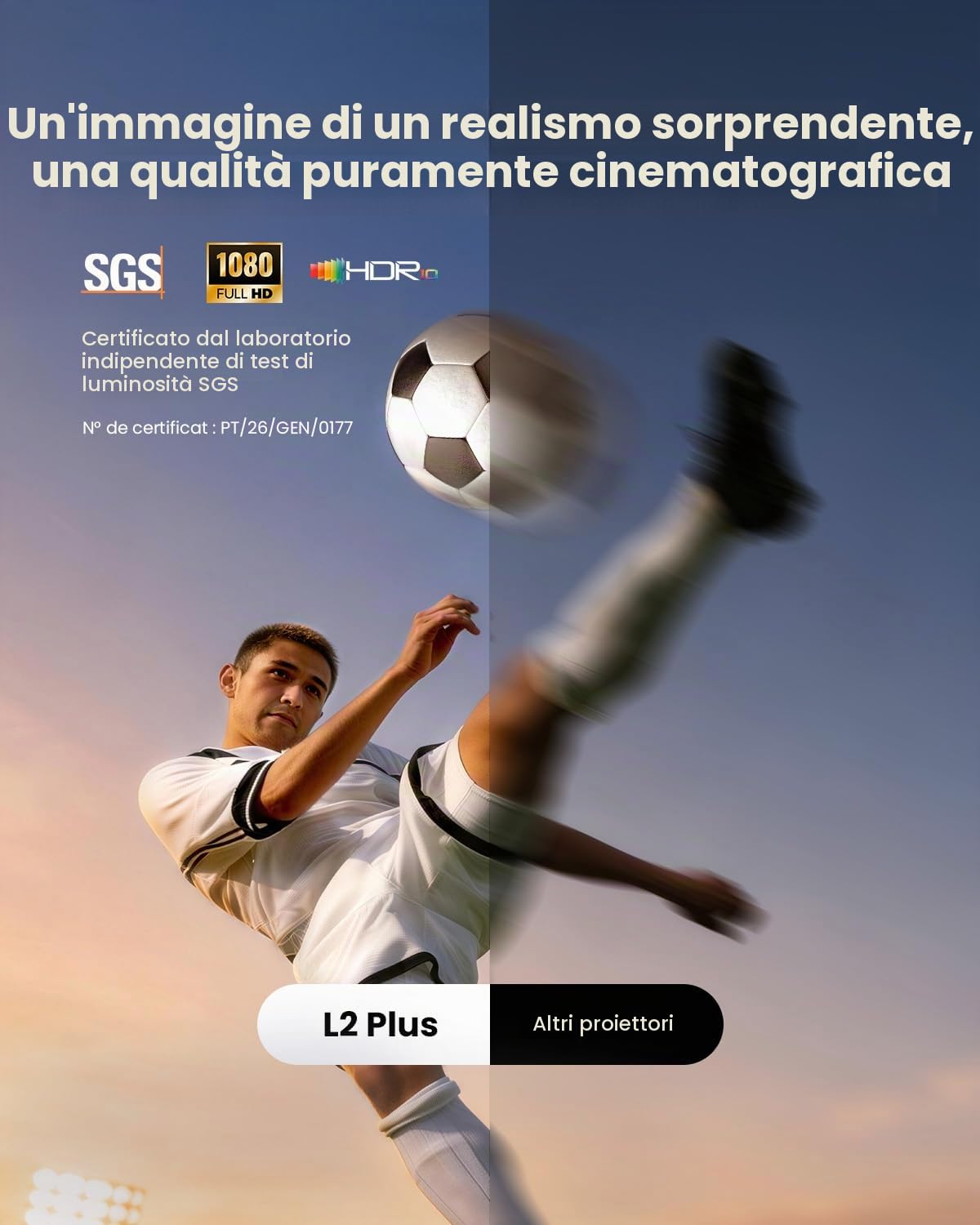 Proiettore 4K【SGS certificato/compatibile Netflix】 Yaber L2 Plus JBL/Dolby Proiettore 1080P FHD HDR10, Retroproiettore Autofocus e correzione trapezoidale, WiFi/Bluetooth Home Cinema Rotazione di 20°