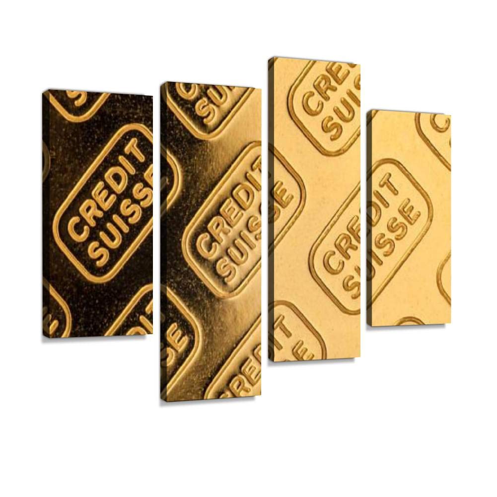 IGOONE 4 Panels Canvas Paintings - Credit Suisse - Wall Art Modern Posters Framed Ready to Hang for