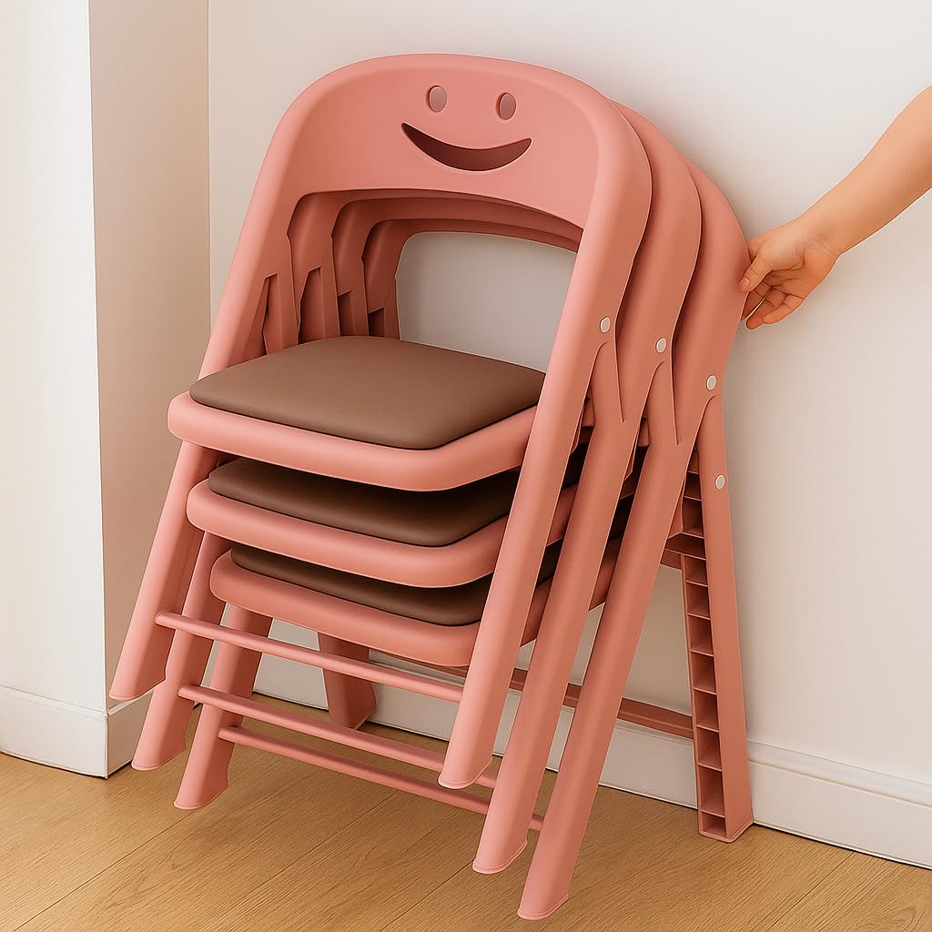 Snevad Kids Folding Chair with Cushion Backrest Lightweight Portable Plastic Chair for Boys Girls Study Dining Playroom Multipurpose Baby Chair for Home Kindergarten Travel Easy to Fold & Carry 4