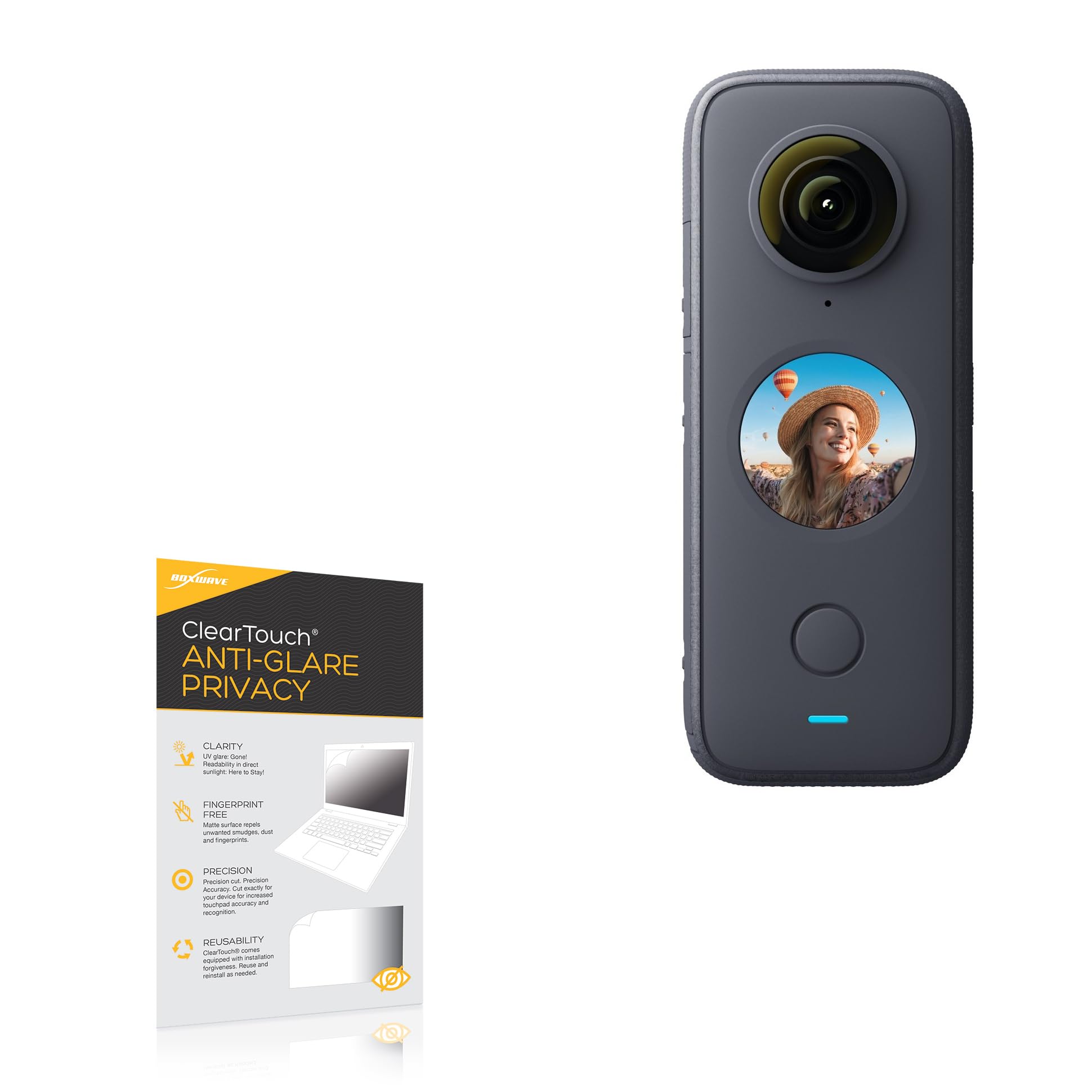 BoxWave Screen Protector Compatible With Insta360 ONE X2 - ClearTouch Anti-Glare Privacy (2-Pack), Privacy Screen Protector Flexible Film Anti-Glare