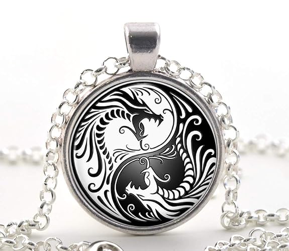 Dragon Yin Yang Necklace Pendant Silver Jewelry Gift Ideas Amazon.co.uk