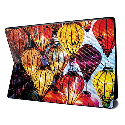 Image of MightySkins Carbon Fiber Skin for Microsoft Surface Pro X - Hoi an Lanterns | Textured Carbon Fiber Finish | Easy to Apply, Remove, and Change Styles | Made in The USA
