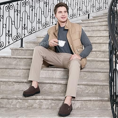 HomeTop Men's House Slippers Memory Foam Shoes Moccasins Style Indoor Outdoor Classic Breathable Premium Microsuede Washable Slippers2