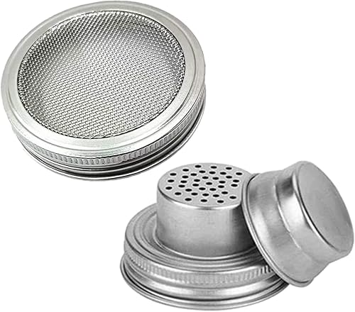 Miniatura 8 de Mason Jar - Tapas para coctelera de boca regular, acero inoxidable 316, tapas de brotes de boca ancha, tapa de malla para brotes de ensalada, kit de