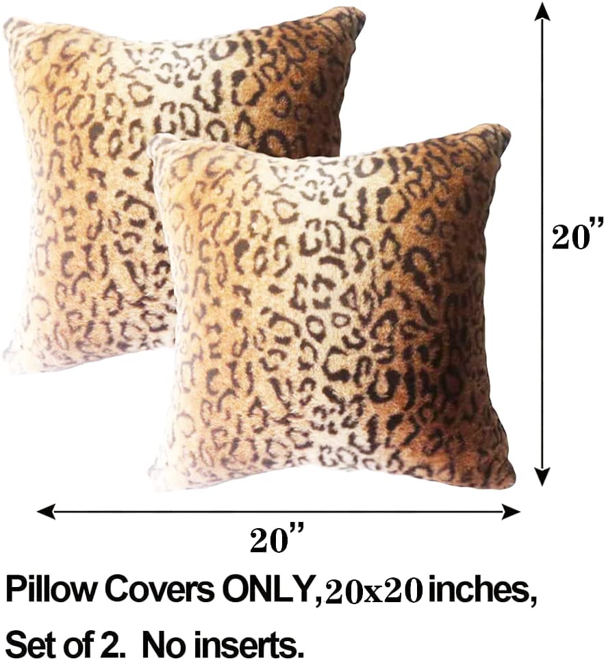 Image of Faux Fur Throw Pillows Decorative Couch Pillow Covers Leopard 20x20