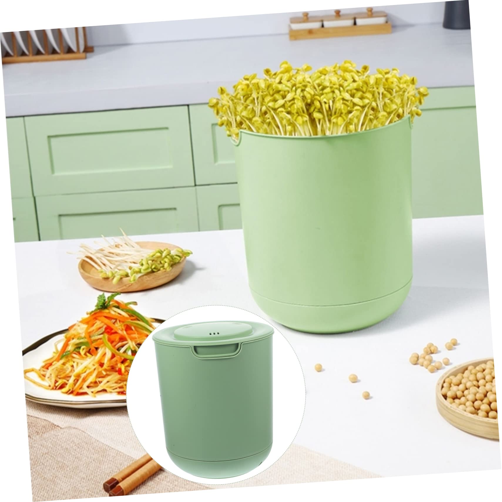 Toddmomy Cubo de Cultivo de Brotes de Soja, 1 Juego PP Verde Claro | Siembra de Semillas, Resistente al Desgaste Rebabas, No se Deforma, Fácil de Guardar