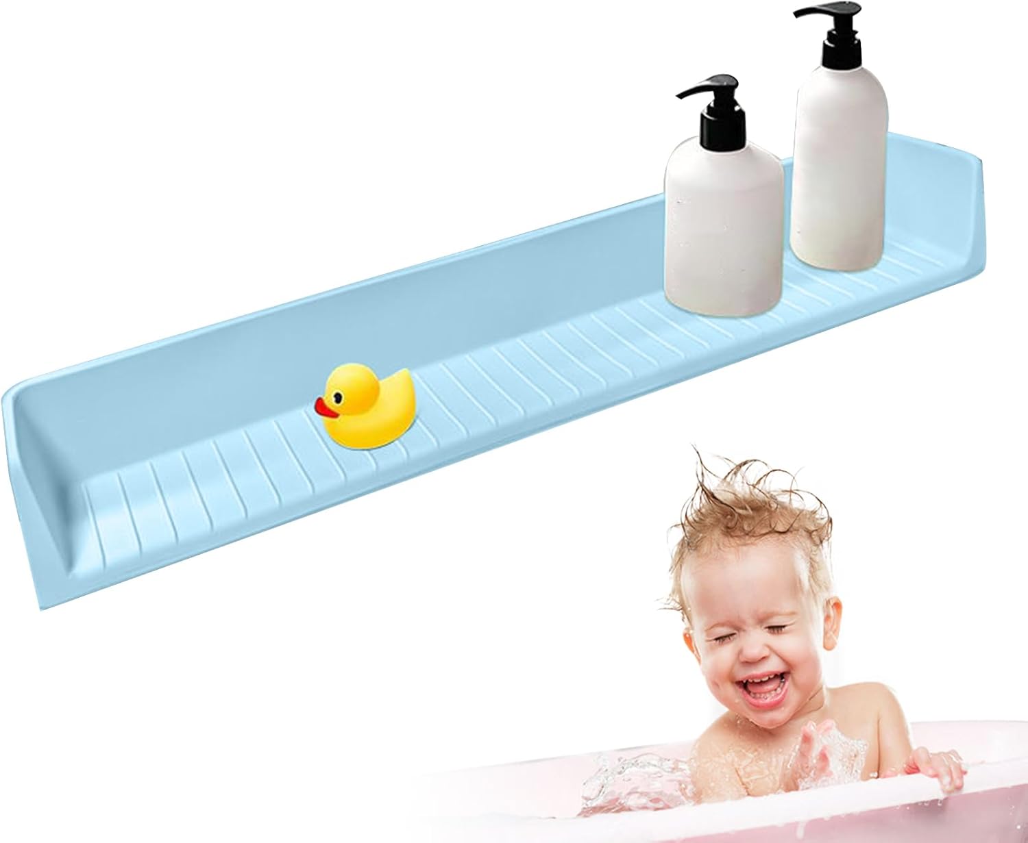 Bath Splash Guard - Silicone Shield Bathroom Accessory | Bath Tub Splash Guard | for Children Sink Vanity Counter Corner Bathroom Desk