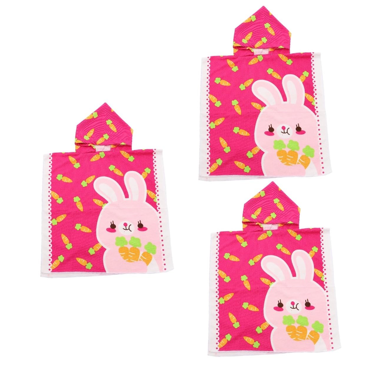 STOBAZA 3pièces Serviette De Plage à Capuche pour Garçon Fille Serviette De Bain Carrot Douce Et Absorbante pour Piscine Et Plage Motif Adorable