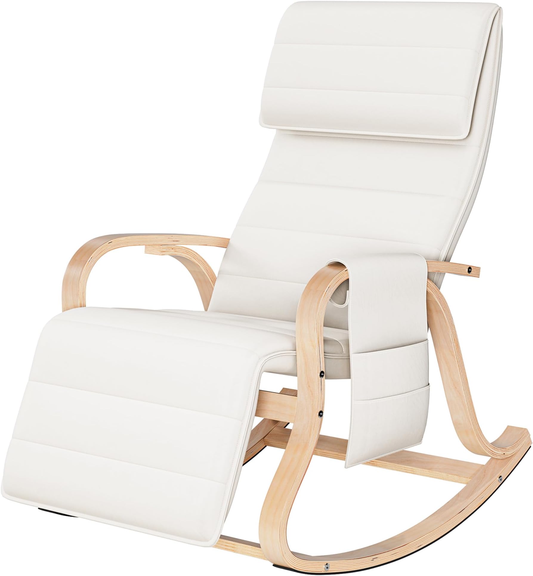 FirFurd Rocking Chairs for Adults, Nursery Rocking Chair, Relax Lounge Armchair with Cushion for Bedroom Living Room Beige 65x86x100cm