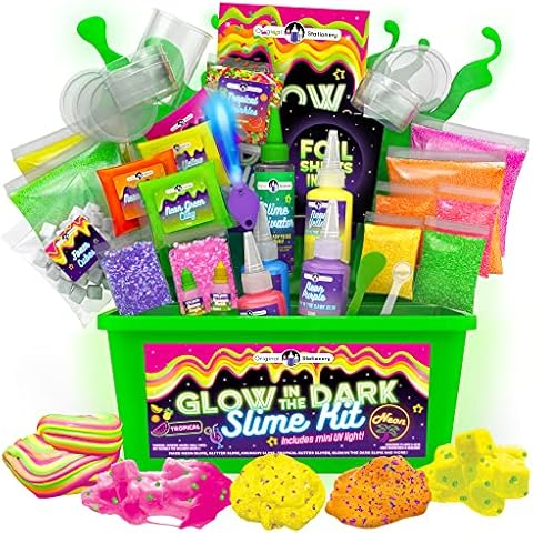 Original Stationery Neon Slime Kit, Glow in The Dark Slime Kit for Girls 10-12 to Make Crunchy Slime & Glowing Slime, Amazing Gift Idea for Kids Cover