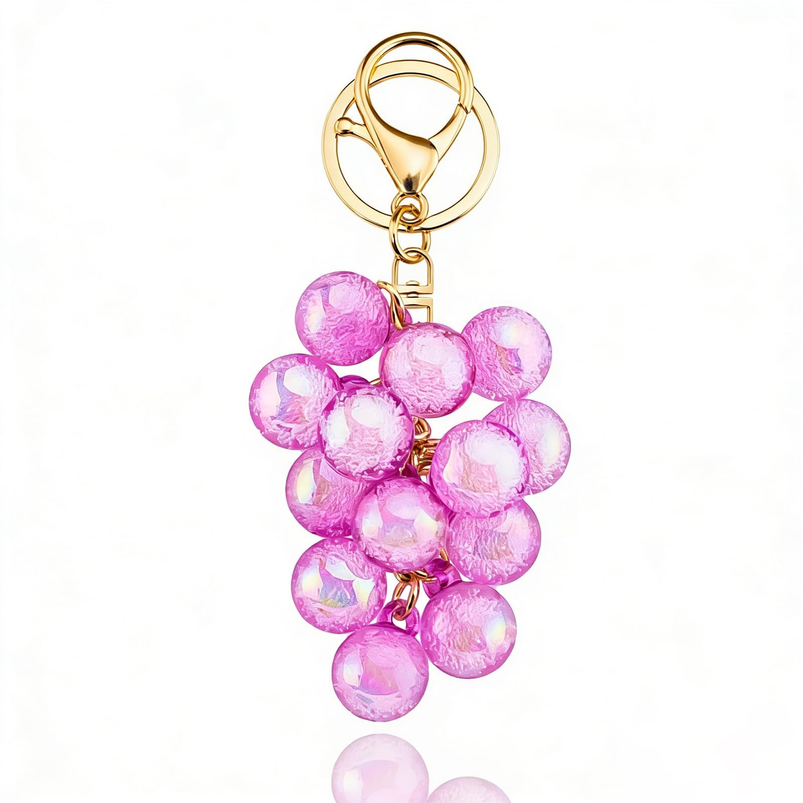 1Pcs Grape Keychain, Cute Purple Fruit Bag Charm for Purses & Backpacks, Keychains Aesthetic-image-43