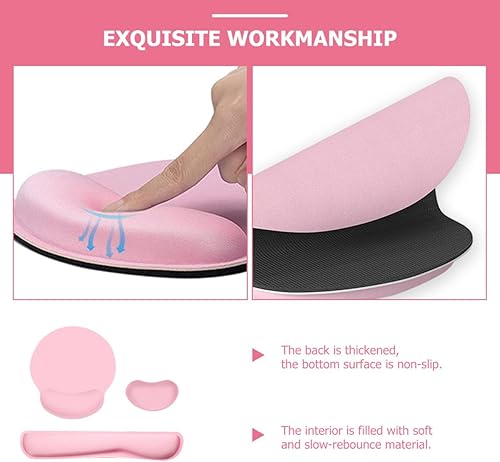 Miniatura 9 de Alfombrilla ergonómica para mouse con soporte para muñeca y reposamuñecas para teclado, antideslizante, alfombrilla de mouse para computadora para