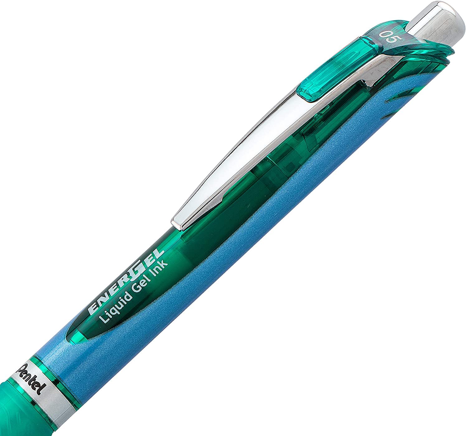 Pentel ENER-GEL RTX Retractable Liquid Gel Pen 0 5mm Needle Tip Fine Line Green Pack of 2 BLN75BP2D — view 3