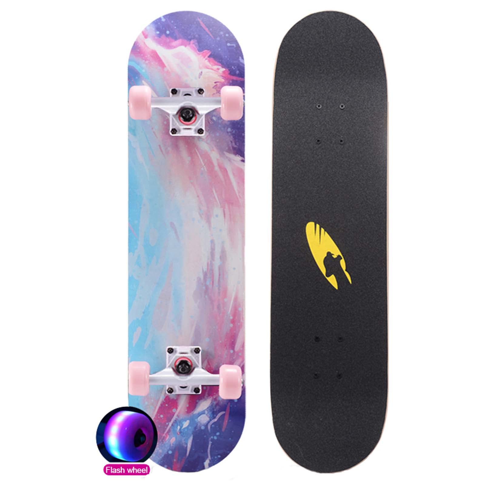 Skateboards with Colorful Flashing Wheels 31 x 8 Inch Complete Skateboard for Beginners Kids Teens Adults