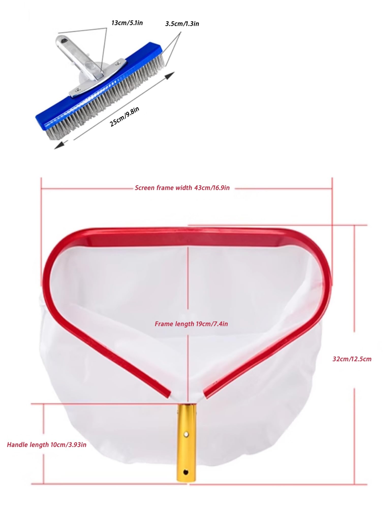 Red profesional de espumador de hojas para piscina con marco de aluminio resistente, ideal para recoger y quitar escombros