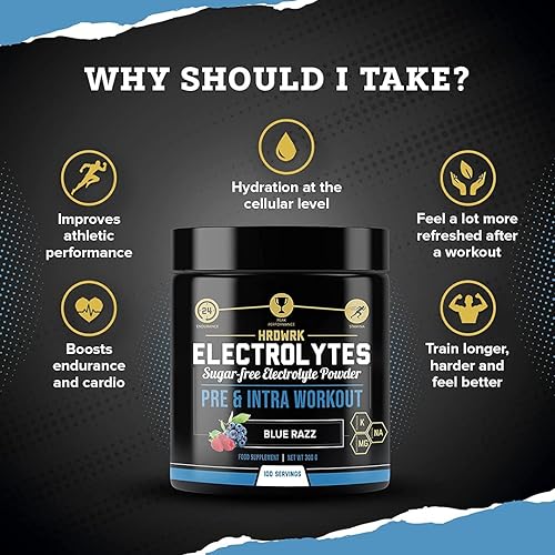 Miniatura 4 de HRDWRK - Electrolitos en polvo con magnesio, potasio, electrolitos sin azúcar que aumentan la resistencia y reducen la fatiga con este suplemento de